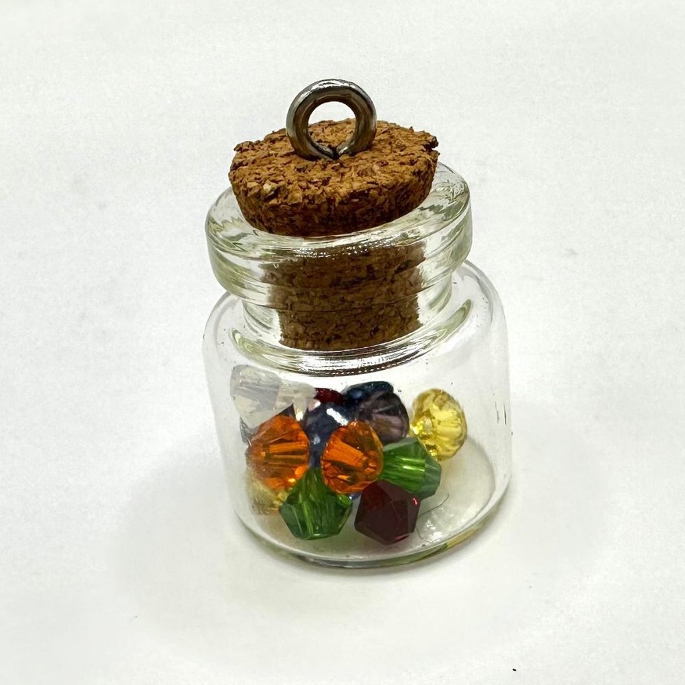 Mini Glass Necklace Pendant with Crystal Beads